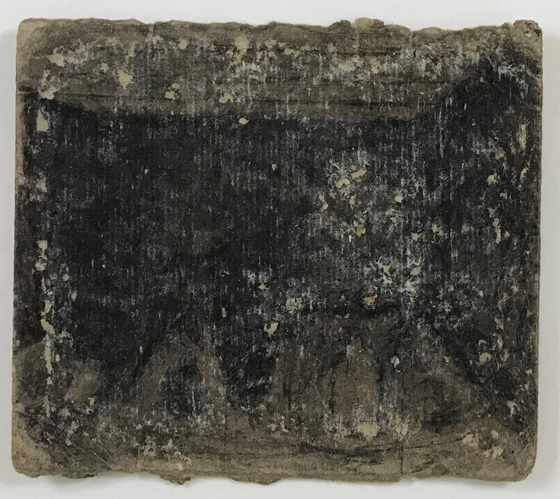 An obscured drawing of what appears to be a room, on the back of James Castle's untitled piece (80.073.2021).